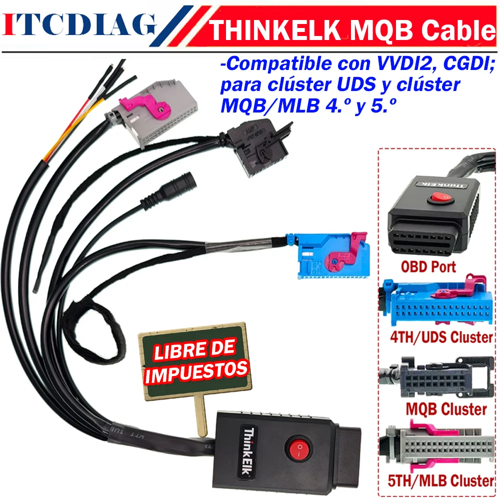ThinkElk 3 en 1 MQB MLB UDS cable plataforma de prueba cable de tablero para V-w 4/5th Cluster para Audi A6 A8 A4 Q5 Q7 MLB Cable de alimentación de 12V