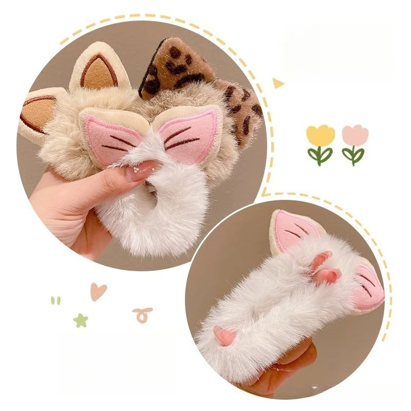 Gomas para el pelo para niña, orejas de conejo de lana, soporte para cola de caballo con bola suave para niños pequeños, lindas bandas para el pelo