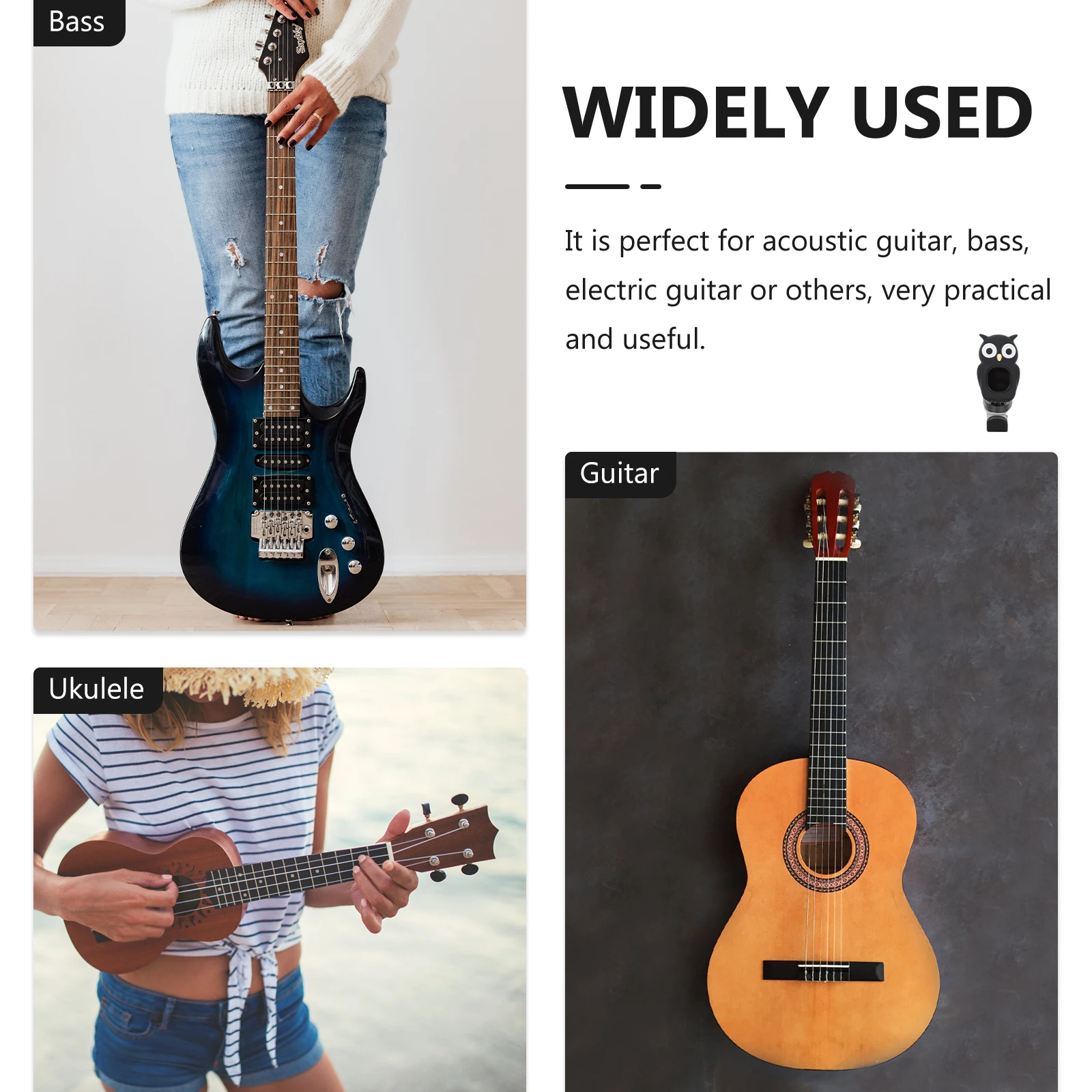 

Owl Guitar Tuner Clip On for Electric Bass Violin Ukulele Afinador Durable Small Portable Musical Instrument
