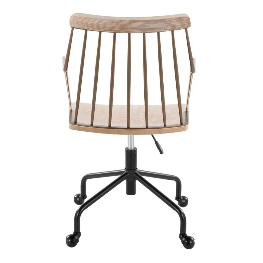 Preston boerderij verstelbare bureaustoel in zwart metaal antiek koper en wit gewassen hout van LumiSource