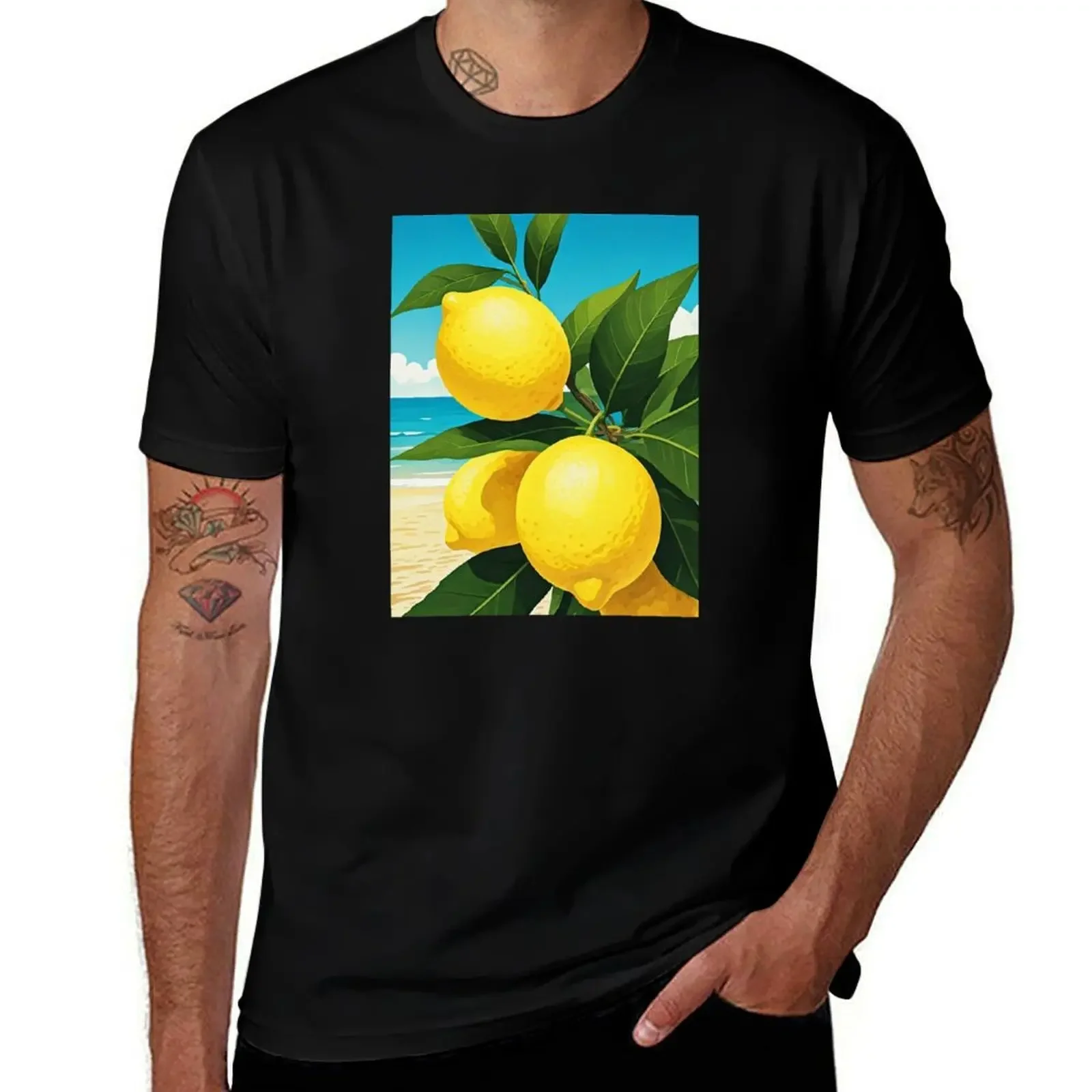 

Mediterranean Lemon Glow – Bright Citrus Against Blue Sky T-Shirt clothes funny meme t-shirts blue archive clothes for men