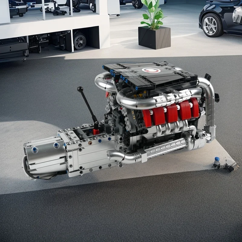 Simulation Car Engine Model Technology  Building Blocks Parts With Motor Driven Collectible Assembly Toys MOC Bricks Accessory