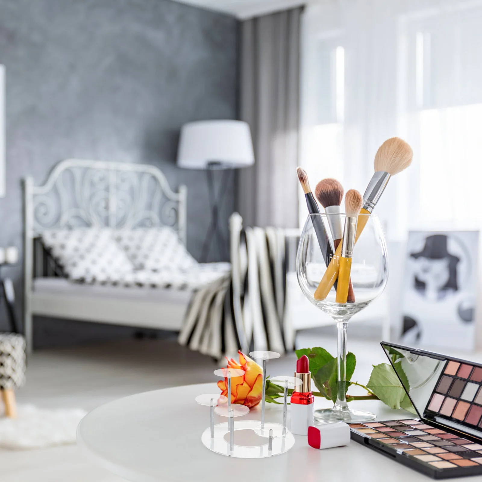 

6-Layer Acrylic Display Rack Transparent Stepped Design Jewelry Holder For Cosmetics Rings Earrings Storage Organizer