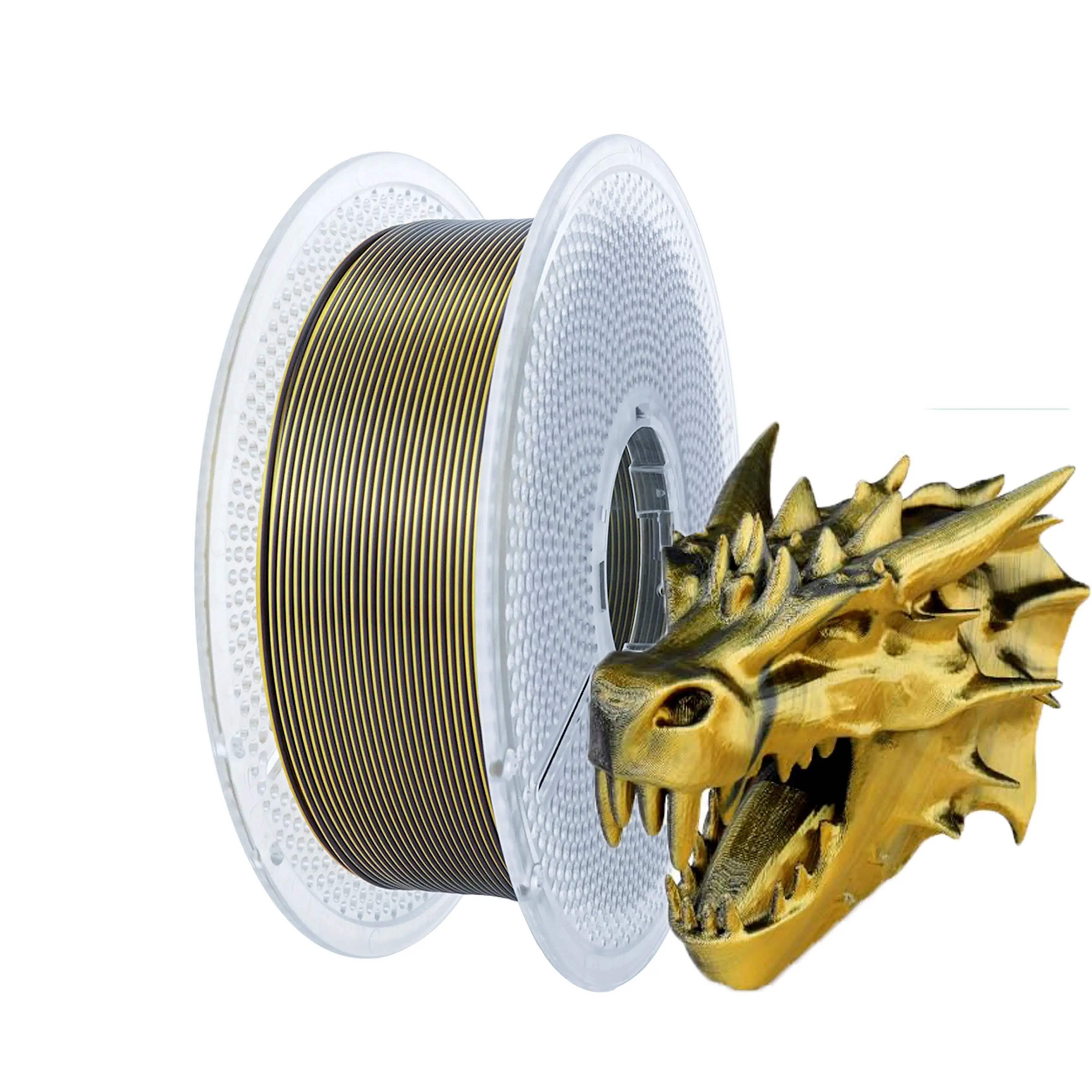 

Шелковый PLA-филамент для 3D-принтера, 1 кг, черно-золотой, 1,75 мм, двухцветный 2-в-1, черно-золотой шелковый филамент, катушка 1 кг (2,2 фунта), Dimensional Ac