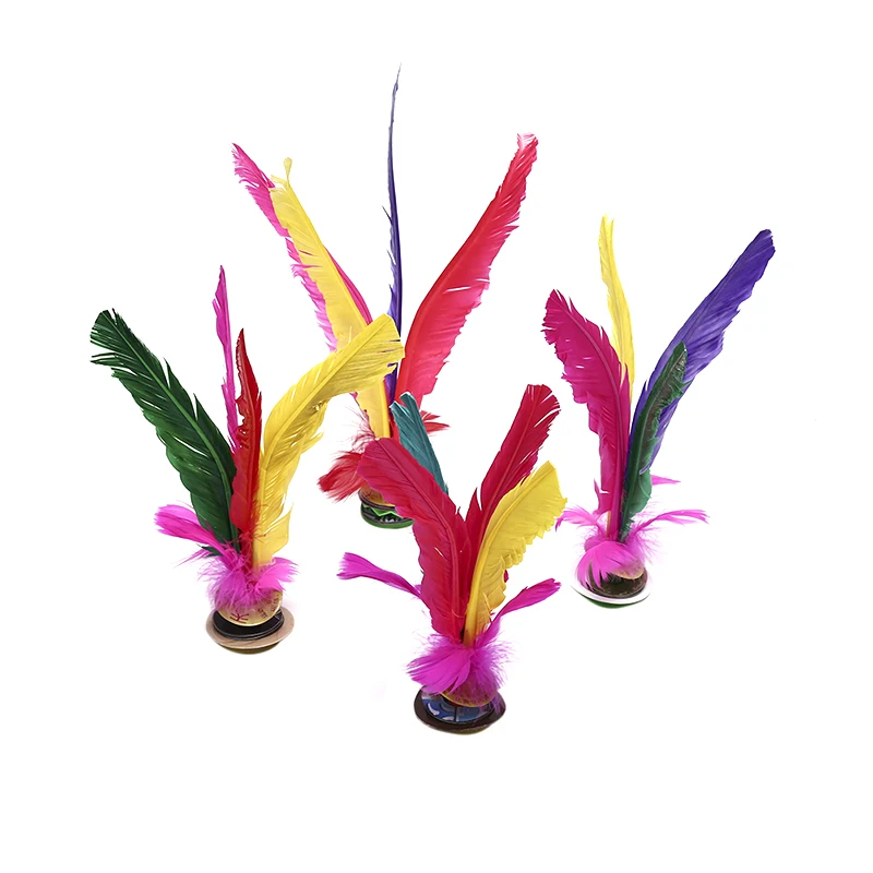 1Pc Chinese Jianzi Footbal Foot Kick Handwheel Fancy Goose Feather Shuttlecock Fitness Children Adults Folk Sports Activities