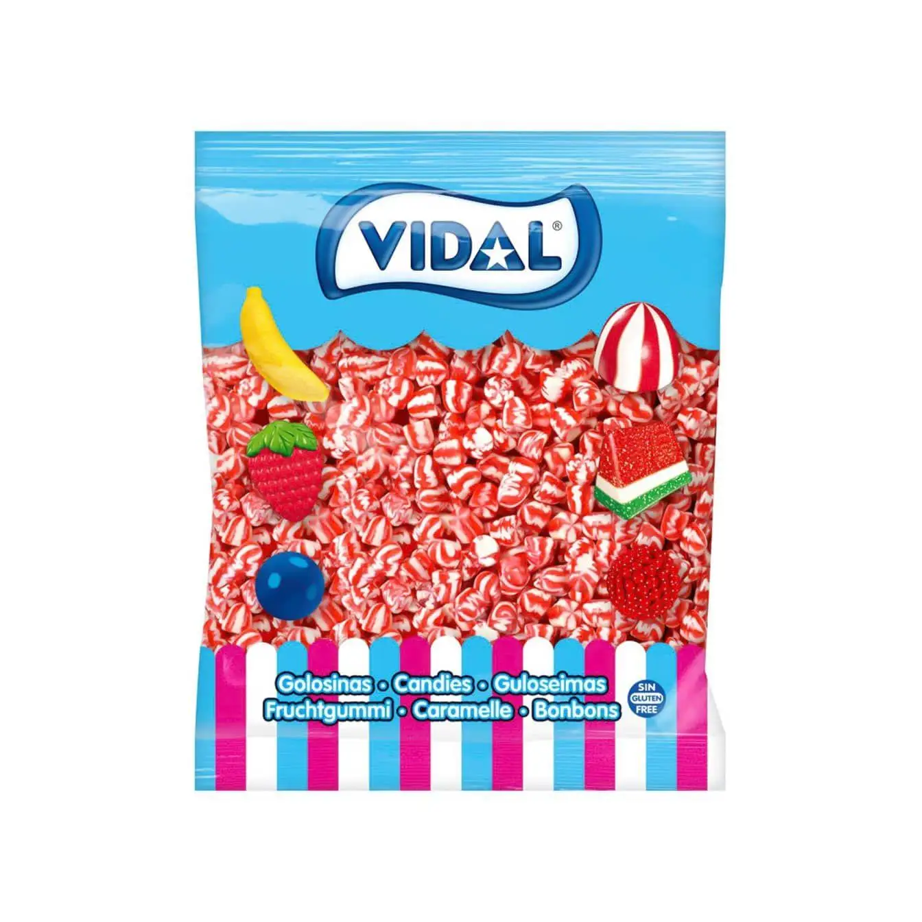 Vidal mini beijos, saco Twist, 1g, sem açúcar e sem gordura