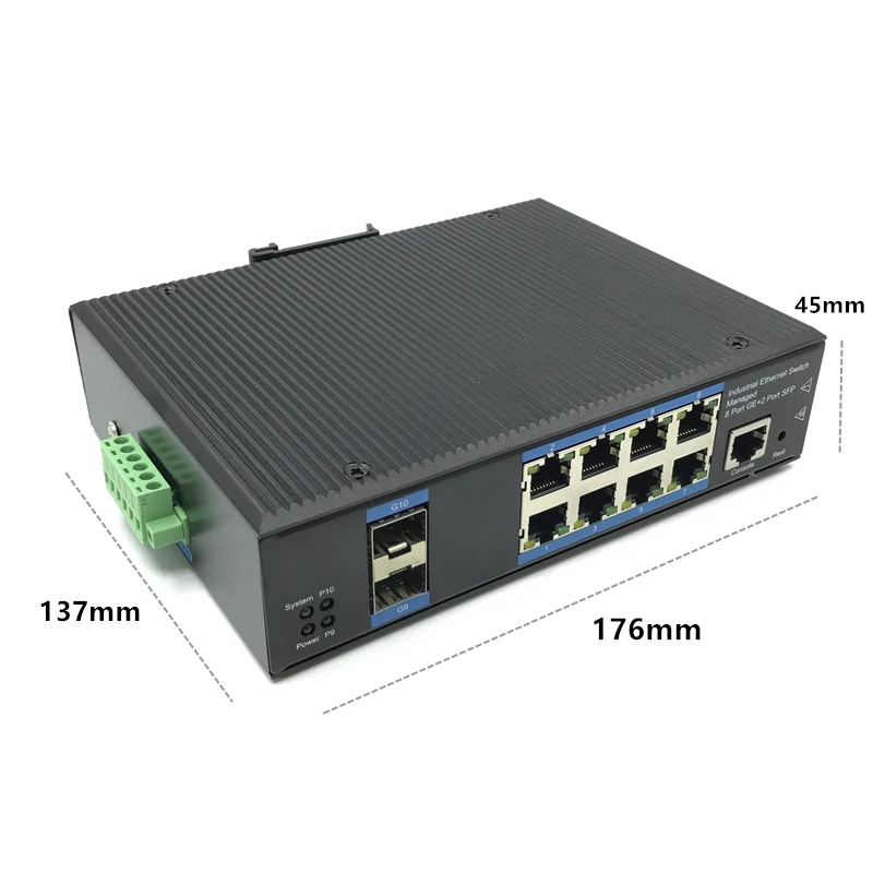 Imagem -02 - Gestão de Classe Industrial ao ar Livre Poe Switch 10 100 1000 m Poe Switch de Rede Rede Switch Rack de Grau Industrial Interruptor