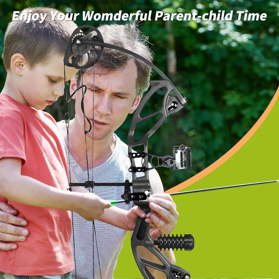 مجموعات الرماية القوس المركب للشباب والمبتدئين اليد اليمنى مجمع الأقواس رسم طول 18 "-27" 15-30 رطل رسم الوزن 260 إطارًا في الثانية هون