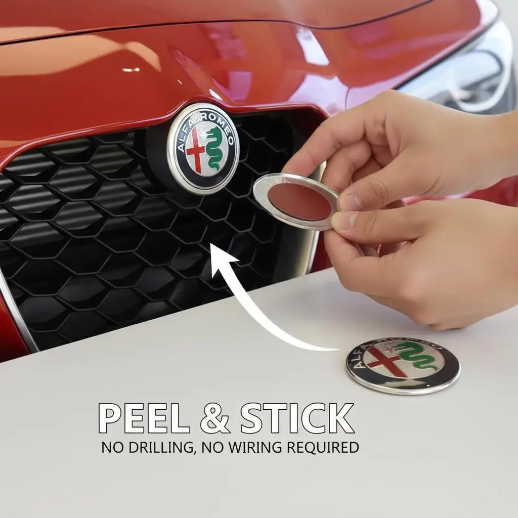 1pcs 74mm New Black Red For Alfa Romeo 7color Covers Center Console Knob Interior Stickers Giulietta GT Car Front Grill Emblem