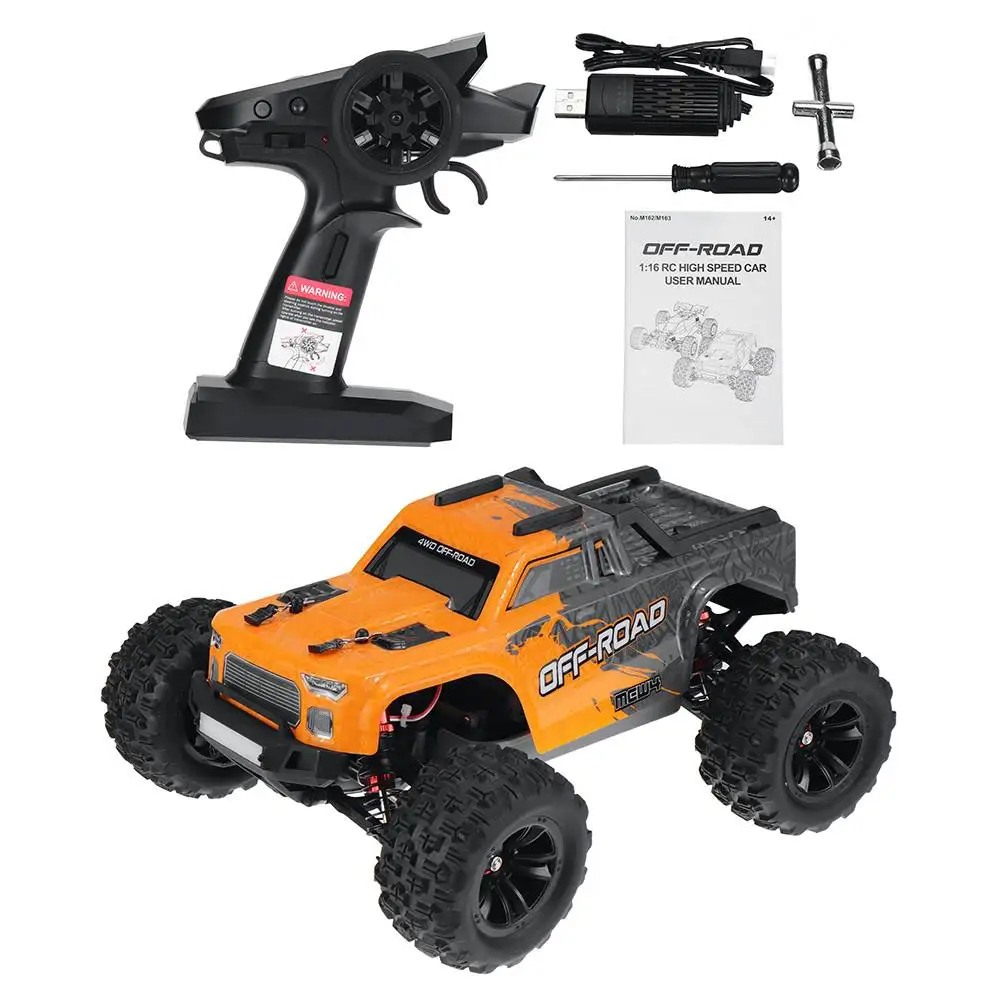 MJX-coche teledirigido MEW4 M163 1/16 2,4G 4WD, vehículo todoterreno de alta velocidad sin escobillas, modelos de vehículos de 39 km/h con luz frontal, regalos de juguete