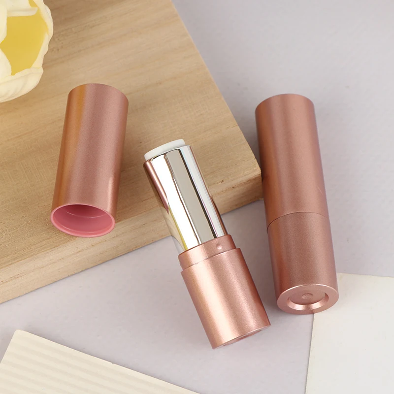 หลอดลิปสติกแบบเติมได้ขนาด 3.5 มล. พร้อมฝาปิด  แบบแมทท์ สีชมพู  สำหรับใส่ลิปบาล์ม  ภาชนะเปล่าสำหรับทำเครื่องสำอาง  ภาชนะสำหรับใส่ครีม