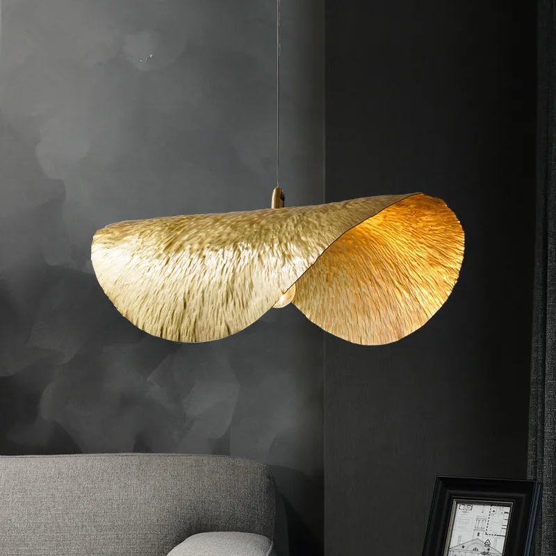 Vintage curve leaf pendant light designer hammered craft copper light Living Room Dining table lamp  Decor Kitchen Island Light