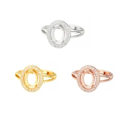 925 Sterling Silver Oval Ring Base Blank 6x8 7x9 8x10 12x16mm Oval Gemstone DIY Ring Base Setting Jewelry Accessories Making