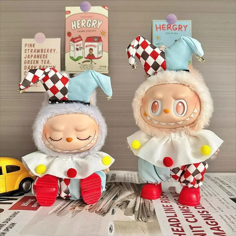 

In Stock 15cm Labubu Clothing Set for V1 Macaroon V2 Have a Set V3 Big Into Energy Labubu Doll Accessories Cute Joker Clothing