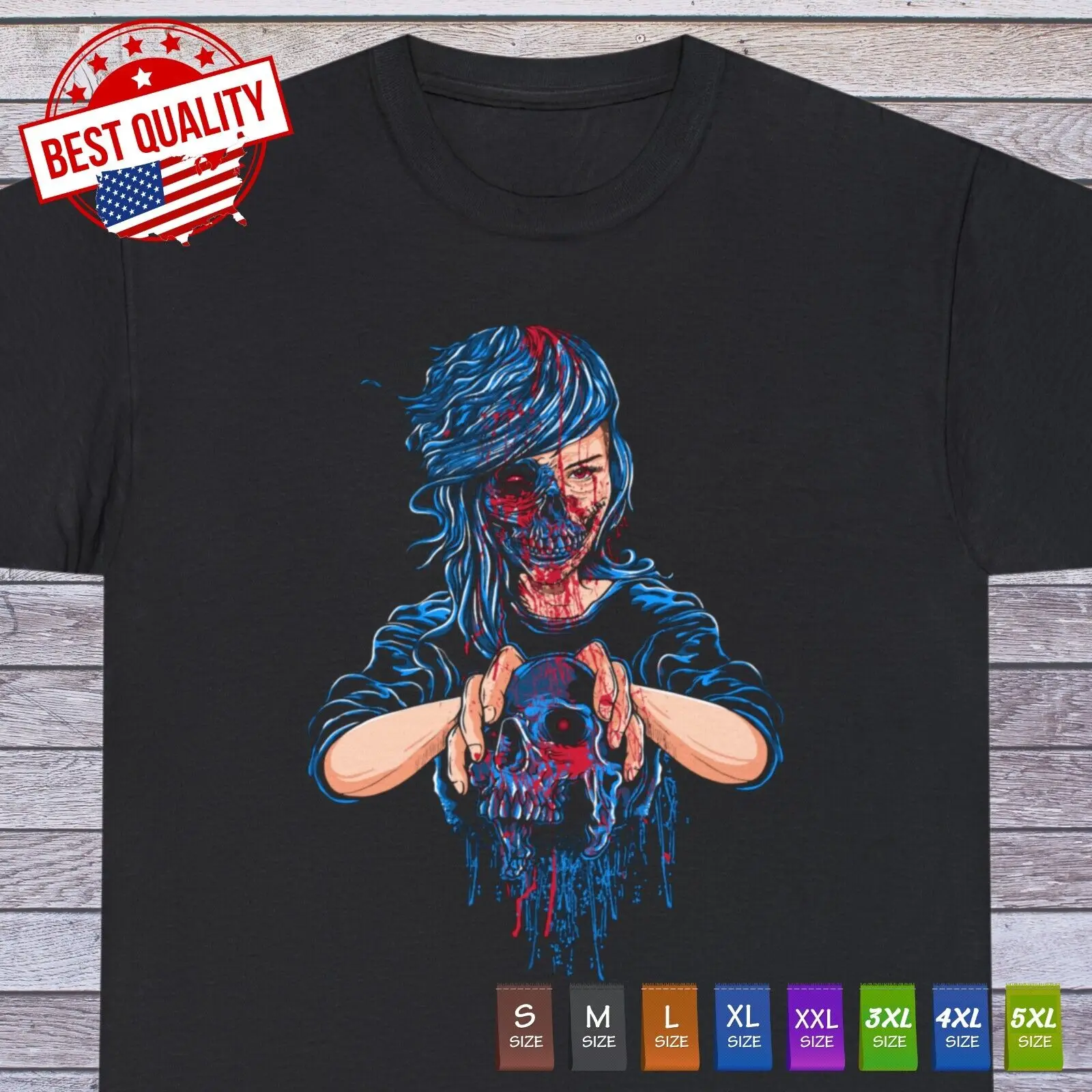 Creepy Demon Woman T Shirt Creepy Horror Skull Clothing