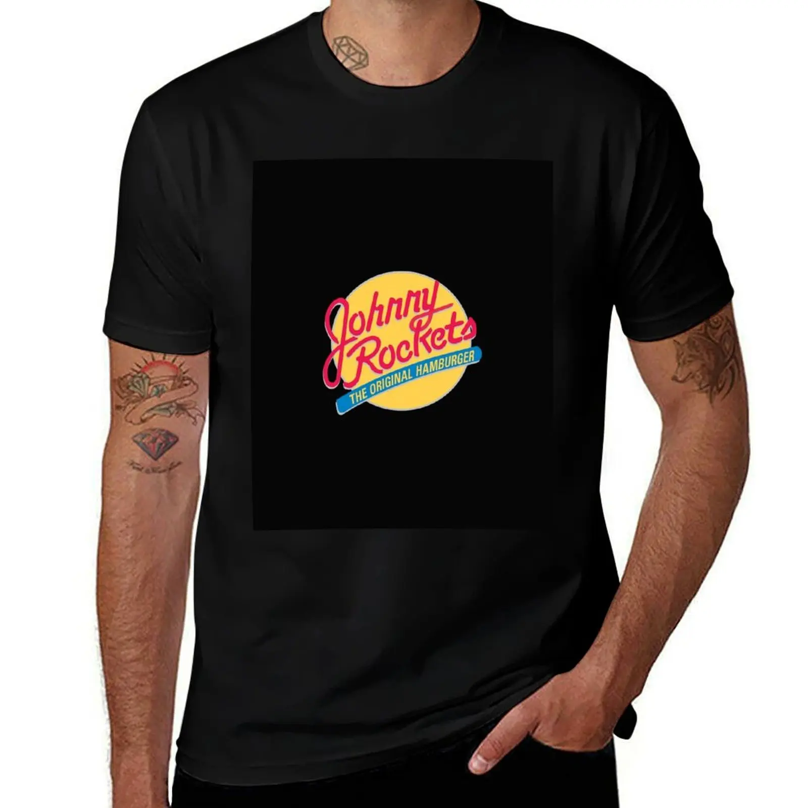 Johnny Rockets Resto T-Shirt Basic Short Sleeve Cotton Blend T-Shirt