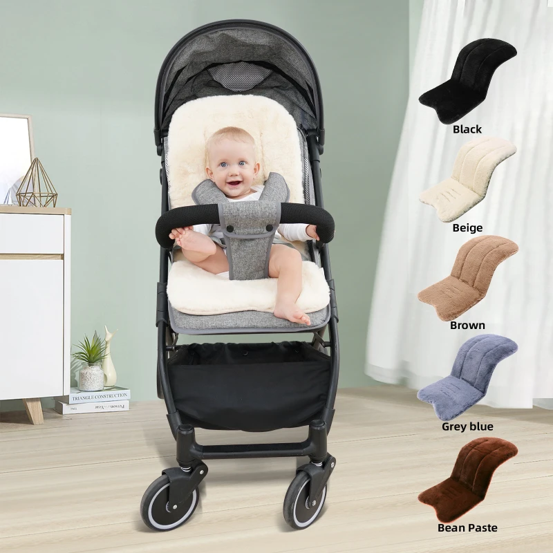 Baby Stroller Imitation Hair Cushion with Thickened Cotton Universal Stroller Cushion Dining Chair Baby Stroller Accessories