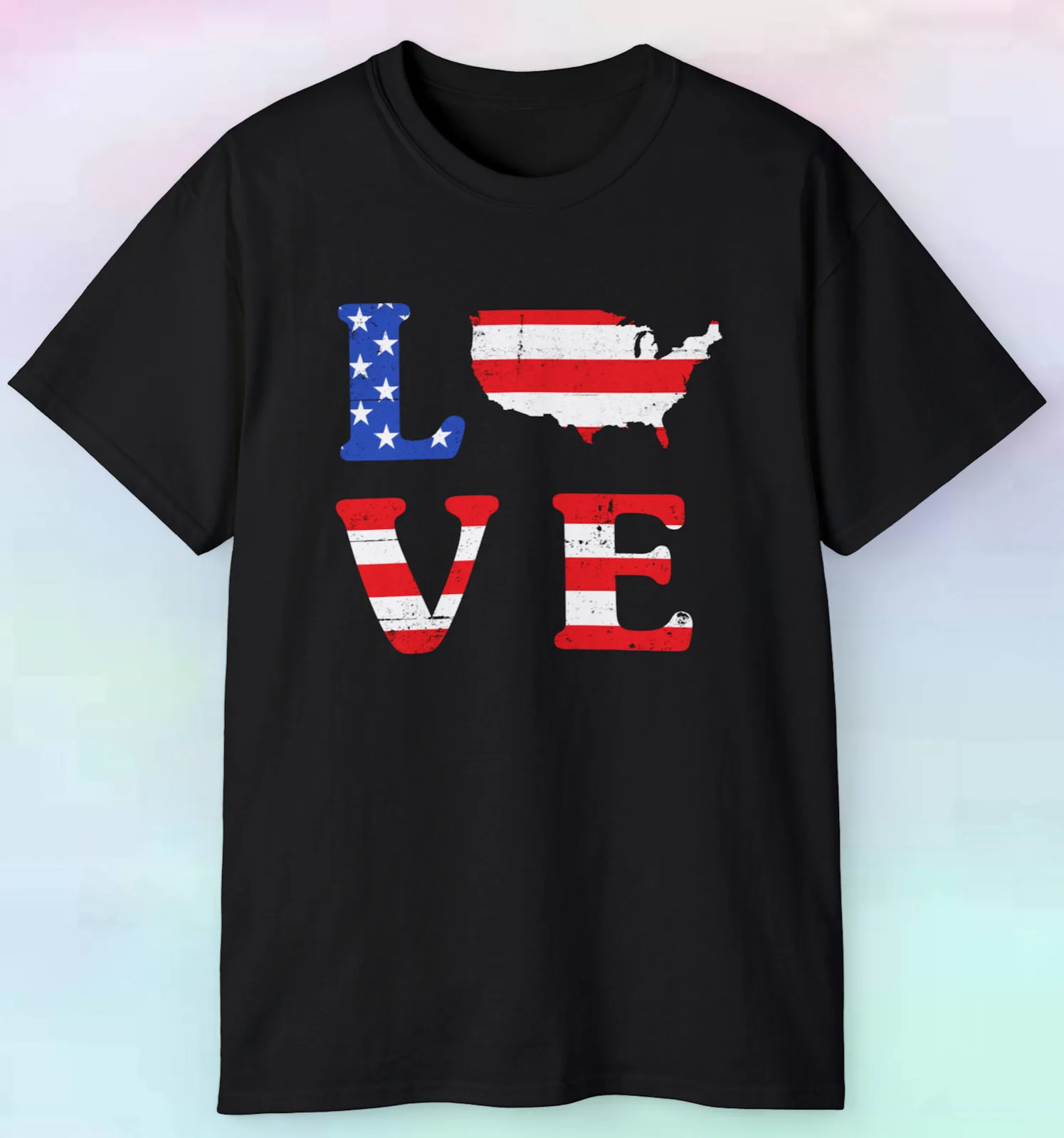 

Men's Women's USA Flag Love T Shirt | America Patriotic American | S-5XL Tee