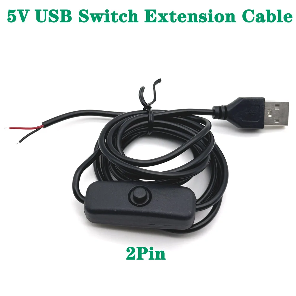 

USB 1,5 м 2-контактный 5 В удлинительный кабель с кнопкой включения/выключения USB-C для светодиодного освещения DIY универсальный шнур питания