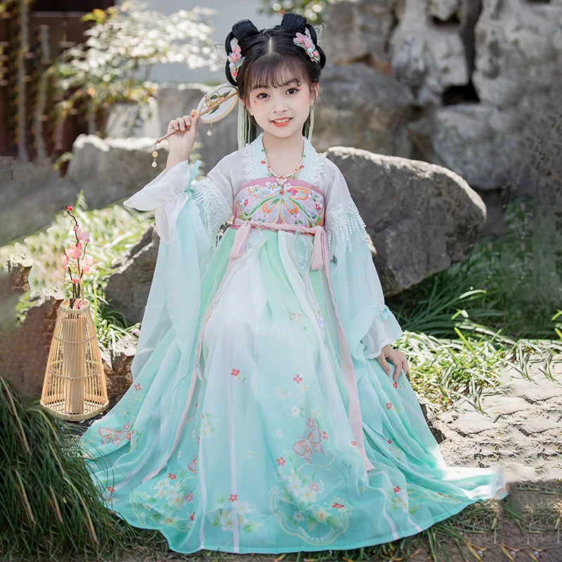 

Girls Chinese Traditional Hanfu Costume New Kids Han Dynasty Dress Embroidery Tang Dynasty Princess Folk Dance Perform Cosplay