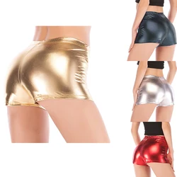 Women Yoga Shorts Silver Metallic Cheer Short Shiny Yoga Shorts Femme Fashion Sexy Clothes Pole Dance Hot Clubwear Pantalon