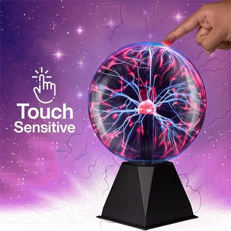 3/4/5/6 Inch Magic Plasma Ball Lamp LED Atmosphere Night Light Touch Control Glass Plasma Light Bedroom Decor Kids Gifts