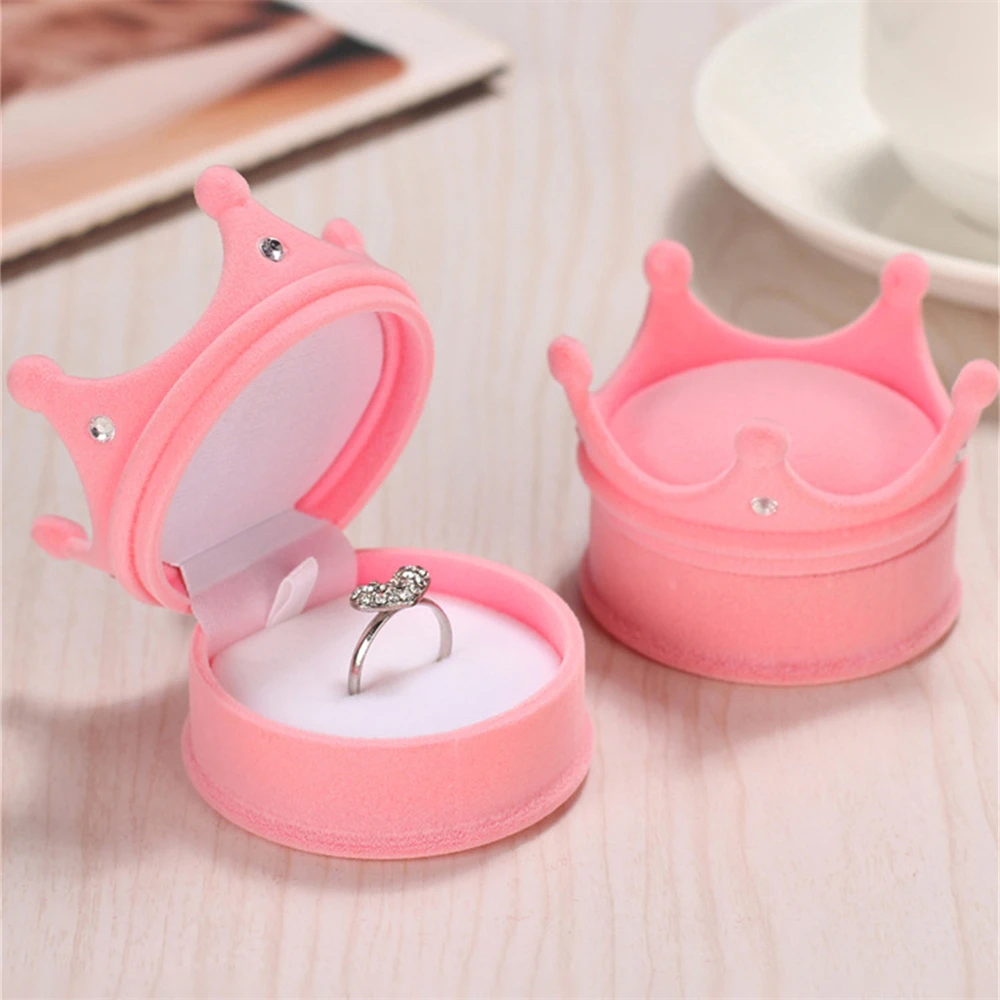 

1 шт., бархатная шкатулка в форме короны, свадебная коробка для обручальных колец, держатель подарочной коробки для серег, ожерелья, браслета