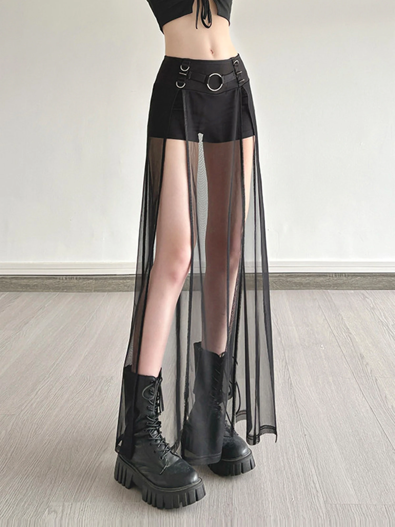 Women's Black Gothic Emo Mini Shorts Vintage 2000s Y2k Gyaru Mesh Patchwork Micro Shorts Hot Pants Shorts Summer Clothes 2026