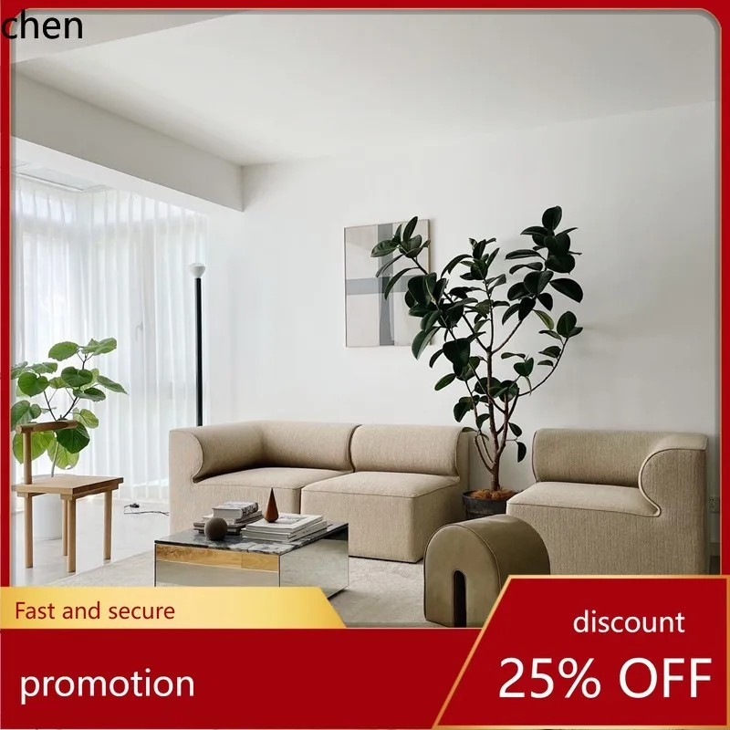 CZ Tofu Block Stoff Dreisitzer Einfaches Modernes Großes Wohnzimmer Modulares Eck-Kombinations-Sofa