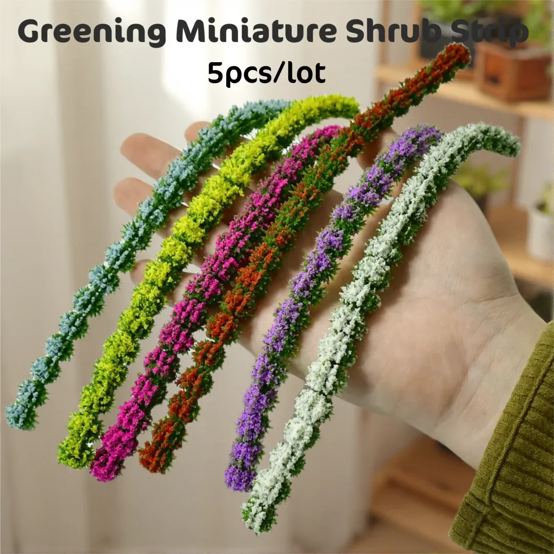 Length 20CM Mini Shrub Strips Flower Model for Making DIY Sand Table Green Belt Scene Materials Diorama Accessories 5pcs/lot