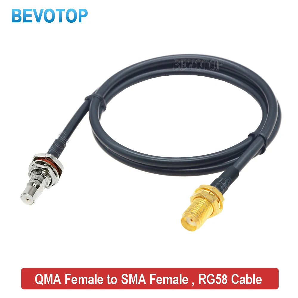 QMA to SMA Cable RG58 QMA Female to SMA / RP-SMA Male / Female Bulkhead Plug 50 Ohm Low Loss RF Coaxial Pigtail 15CM~30M BEVOTOP