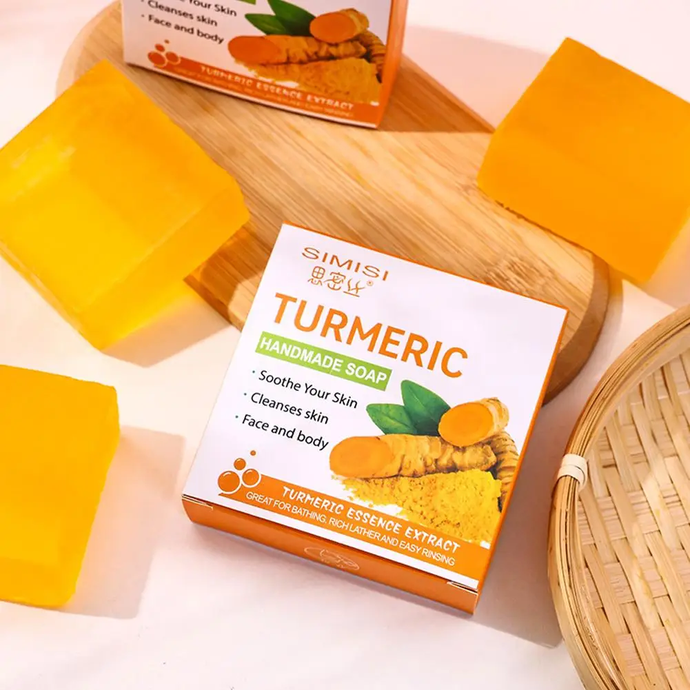 Hand Made Turmeric Soap Body Cleaning Natural Turmeric Deeply Clean Skin Refine Pores, Remove Acne Tender Skin Care Beauty