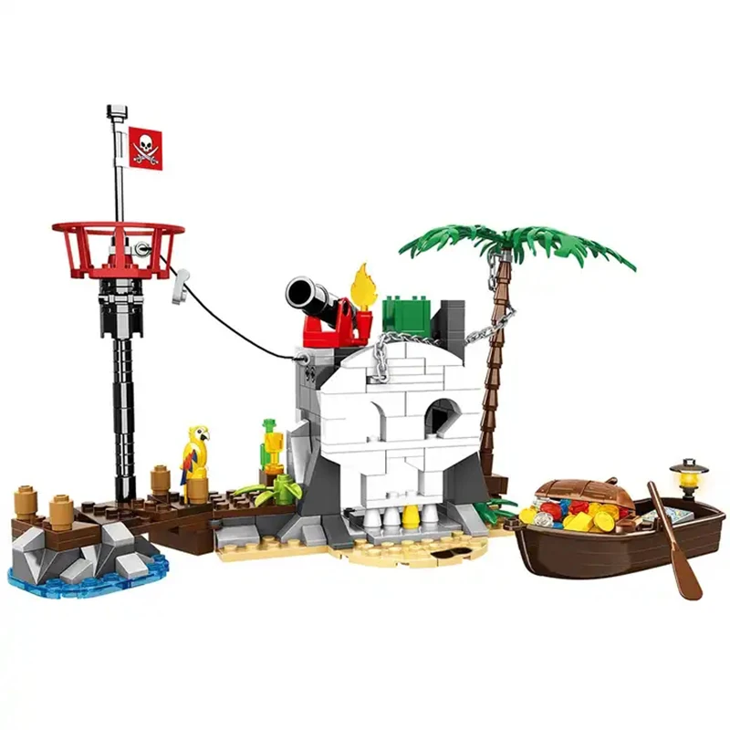 232pcs Pirate Boat Ship Seaside Treasure Island Building Blocks Bricks Sets Construction Toys For Children Boys Gift