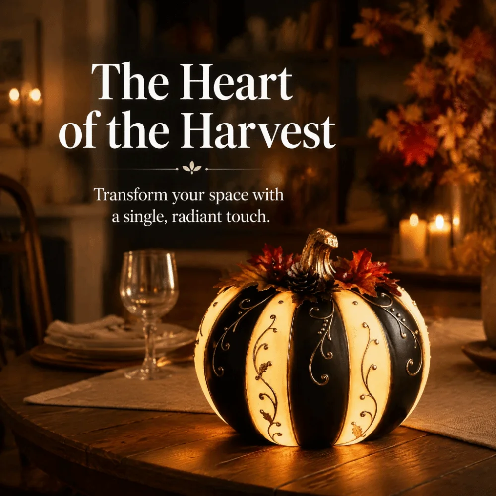 Black White Stripe Pumpkin Decoration Golden Pattern Golden Floral Pattern Halloween Ornament Black White Striped Design