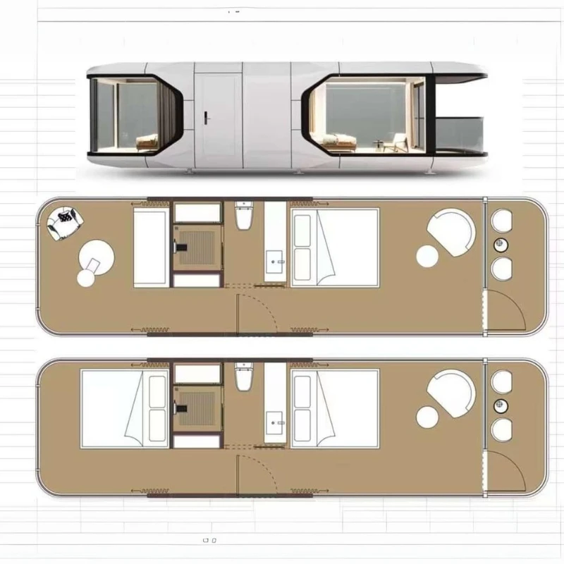 Fully Furnished Modern Prefab Mobile Living Villa Capsule House Hotel Prefabricated Cabin With Bathroom And Kitchen