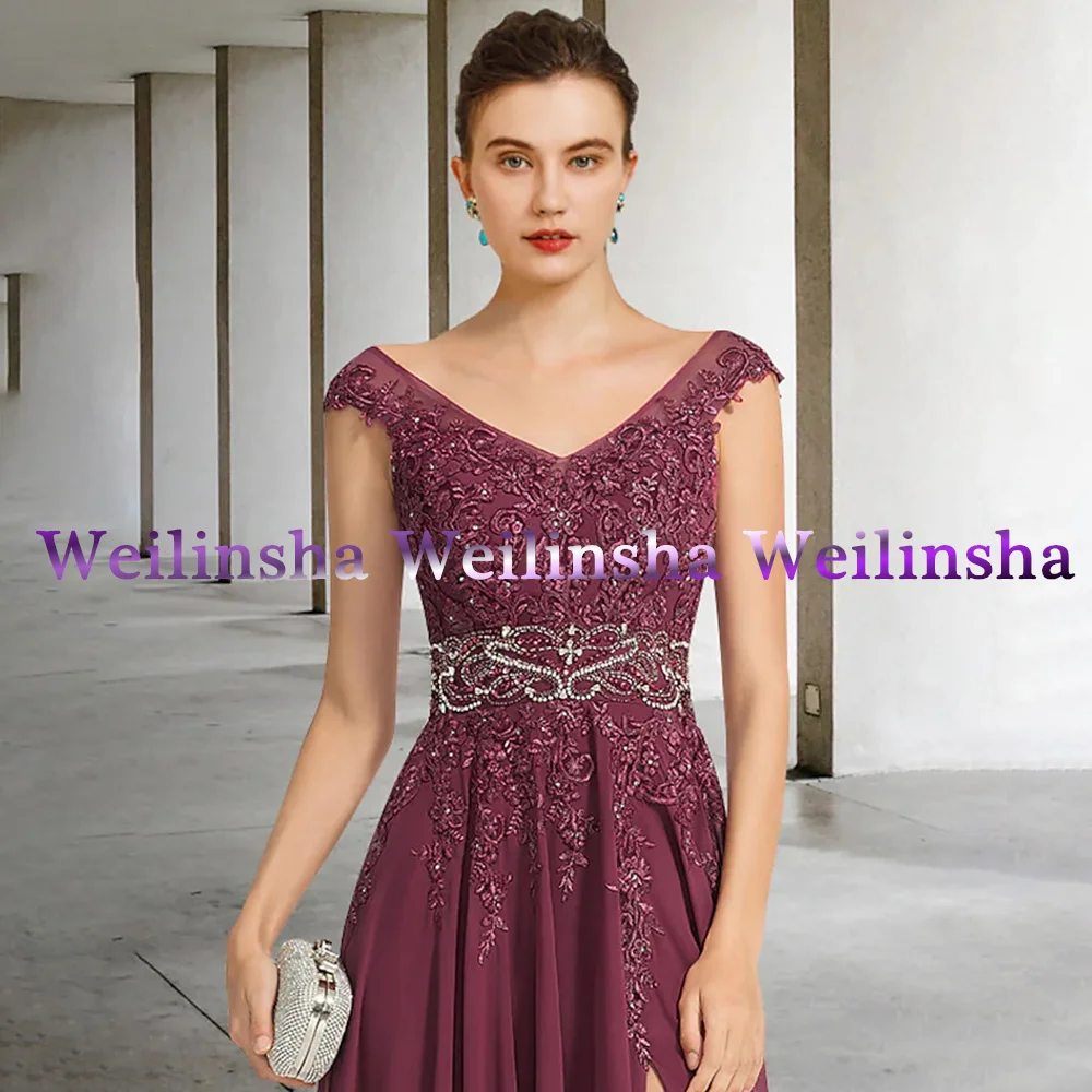 Weilinsha Elegant Wedding Guest Dress Sexy Side Slit Long Mother of the Bridal es 2023 New In   The Bride