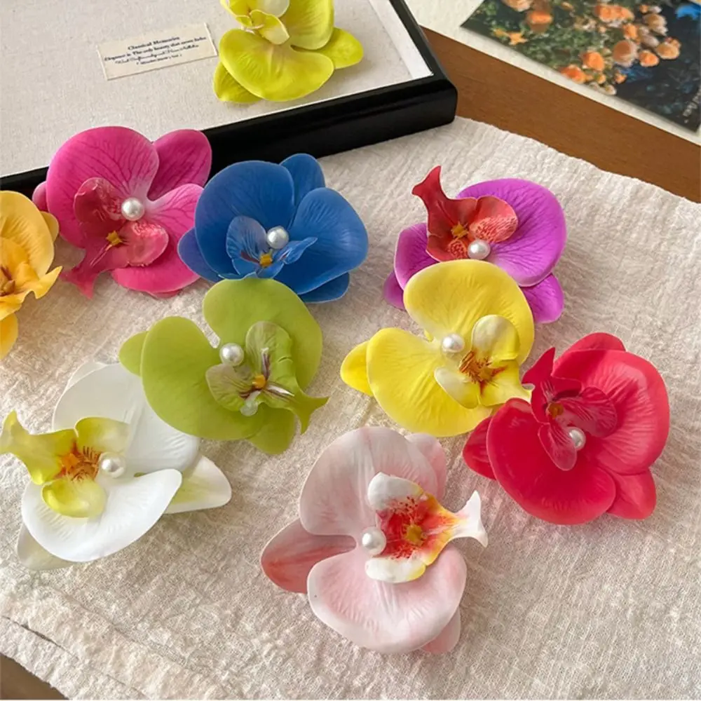 Cloth Flower Hair Clip Pearl Butterfly Orchid Orchid Flower Hairpin Female Hair Accessories Bohemian Style Girl Hair Clip