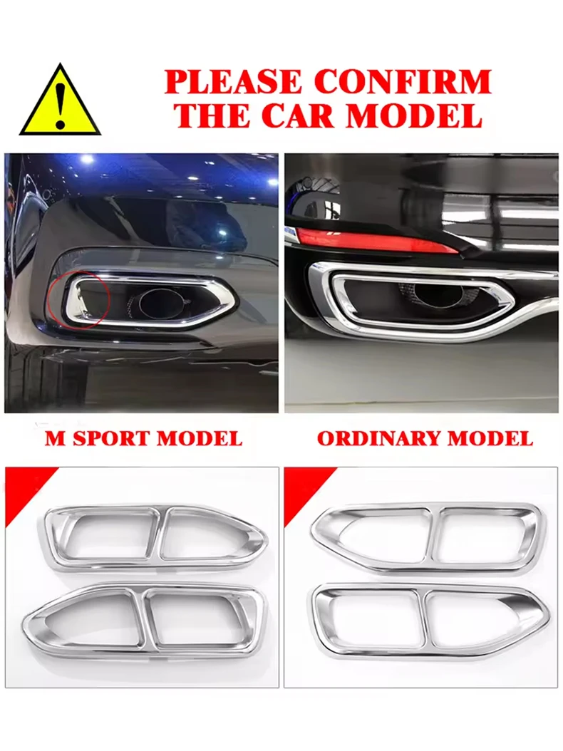 2 قطعة لامعة الأسود الصلب سيارة العادم الخمار الأنابيب تلميح غطاء الكسوة لسيارات BMW 7 سلسلة F01 G11 G12 730 740 750li 2009-2022 اكسسوارات