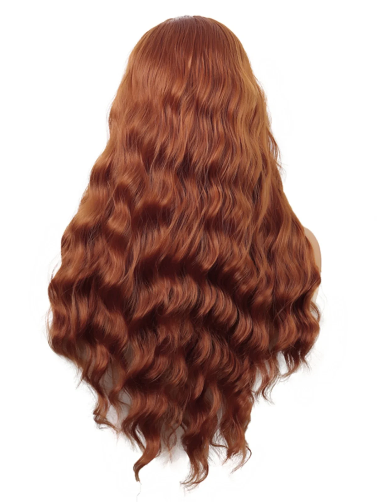 Cos Wig Female Long Hair Anime Fluffy Chocolate Ginger Orange Curly Mid-Length Full-Head