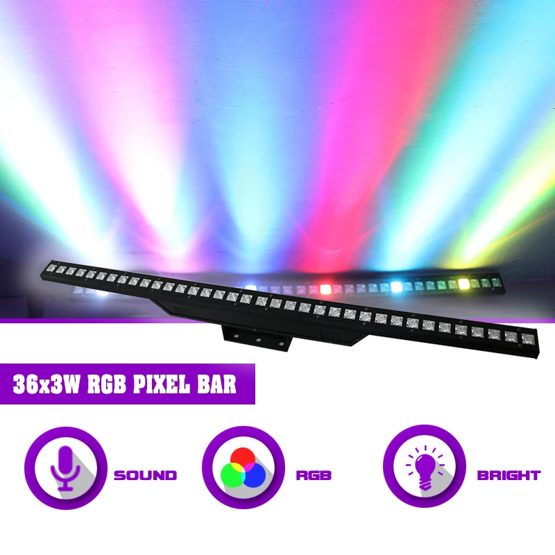 Sunart 6Pc/Lot 36*3W RGB LED Pixel Bar Stage Effect Lighting Wall Washing For DJ Disco Party Events Matrix Lamp DMX Modes