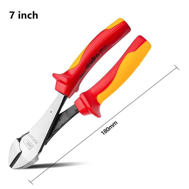 Deli 1000V VDE Insulation Diagonal Pliers Multifunctional Pliers Long Nose Pliers Wire Cutters Electrician Car Repair Tools