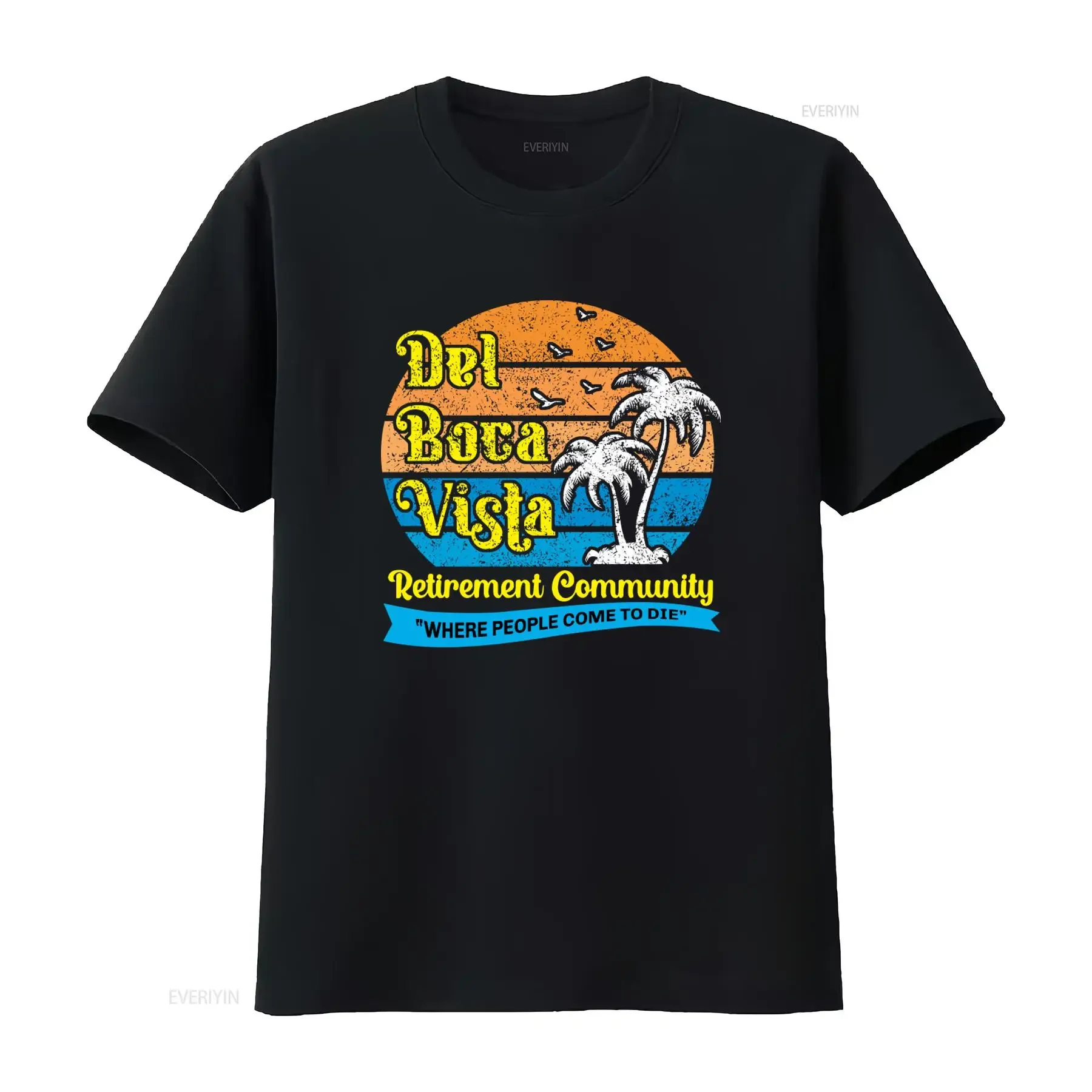 Del Boca Vista Seinfeld Retirement Community Mens Tri Blend T Shirt Retro Design with Palm Trees and Humorous Slogan vintage