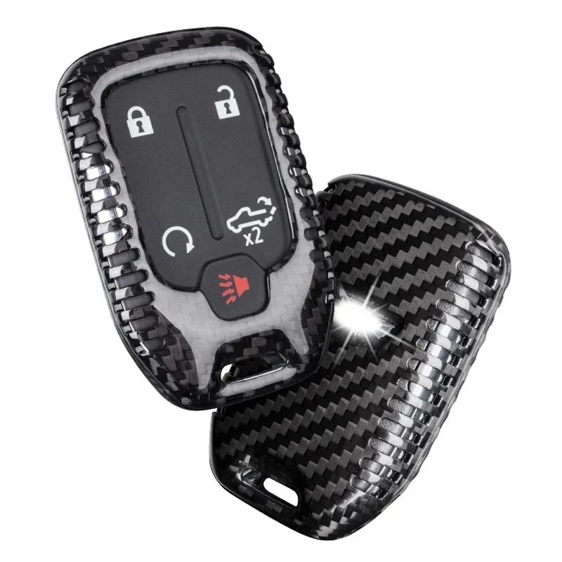 

Carbon Fiber Key Fob Cover For Chevrolet Chevy Silverado And GMC Acadia Terrain Sierra 1500 2500HD 3500HD Car Accessories Key