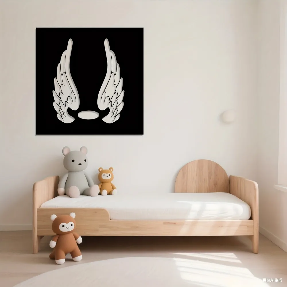 CIFBUY Metal Wall Art Angel Wings Decor Religious Iron Hanging Sculpture White Gold Finish for Church Living Room Home Decoratio