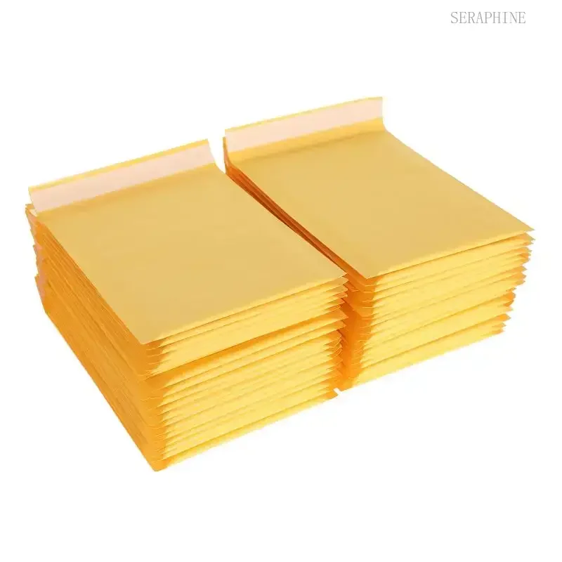 50Pcs /lot Yellow Kraft Paper Bubble Envelopes Bags Mailers Shipping Padded Envelope Bubble Packaging Bags Courier Storage