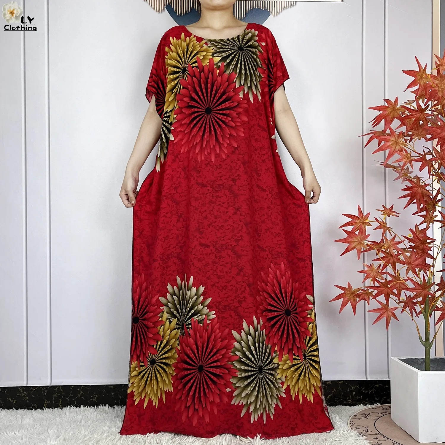 2024 Latest Muslim Sets Women Clothing Cotton Floral Loose Dashiki Long Dress African Abaya Dubai Traditional Islamic Clothing