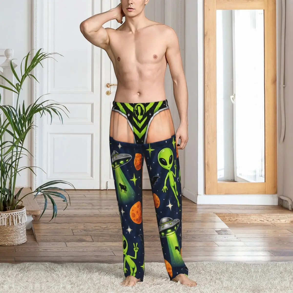 Funny Sexy Halloween Web Spooky Gothic Raven Witchy Men's Comfy Pajama Pants Sleep Bottoms Pants Palazzo Stretch Lounge Pant