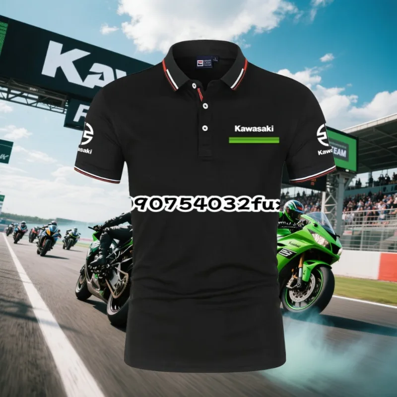 

MOTO Kawasaki Logo Racing Teams Мужская рубашка поло Летняя повседневная мужская футболка-поло с коротким рукавом 2026 Новая модная мужская одежда Топы