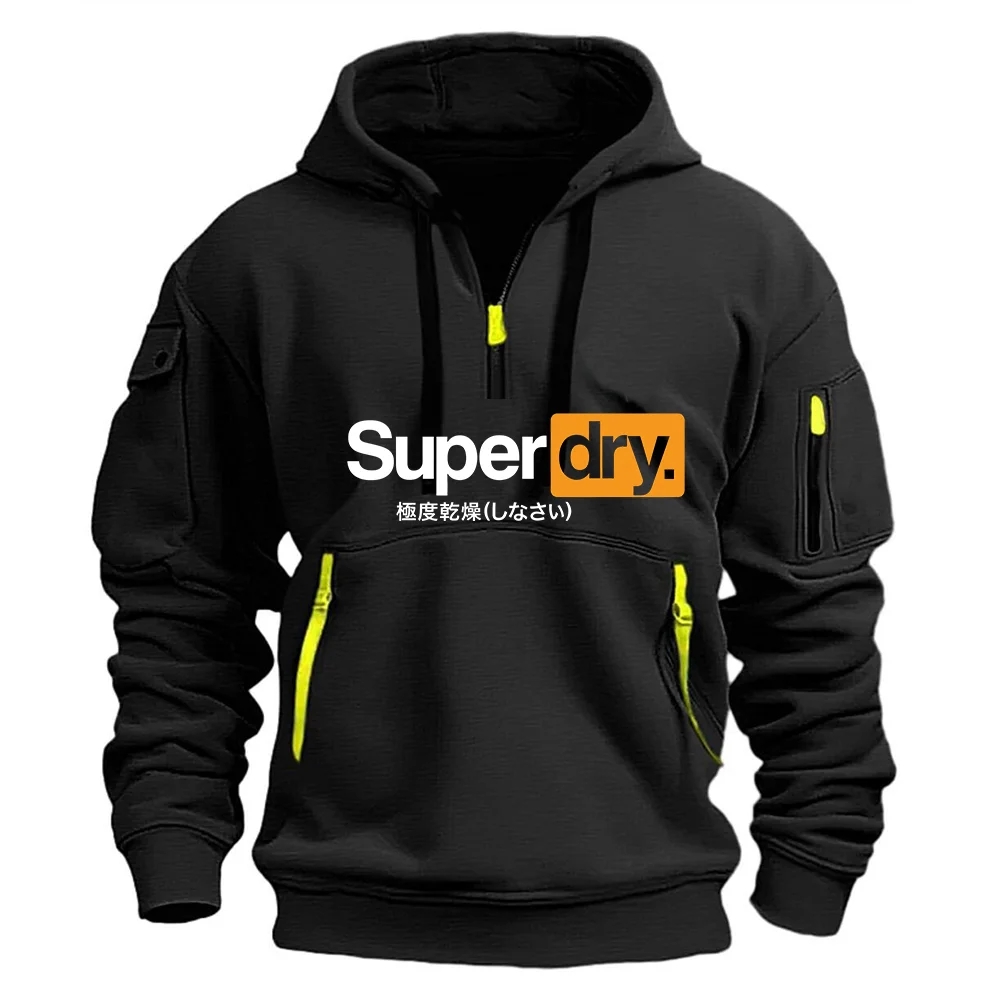 SUPERDRY العلامة التجارية الجافة للغاية العصرية إلكتروني طباعة تصميم جديد متعدد جيب سستة ملابس العمل نمط اليومية فضفاض الشارع الرجال البلوز