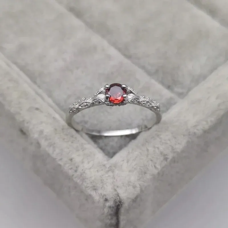Sterling Silver Light Luxury Style Amethyst Zirconia Women\'s Ring in Europe and America Simple Fashion Gem Temperament Ring